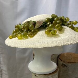 Elegant Cream Hat with Green Accents